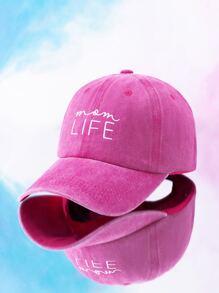 Y2k Unisex Mom Life Embroidered Baseball Cap, Sun Protection & Breathable & Fashionable, Suitable For Daily Casual And Going Outwear - Hot Pink - View 2