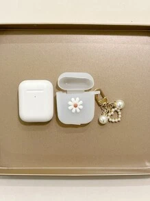 Vỏ bảo vệ tai nghe silicon hình trái tim hoa ngọc trai đơn giản màu trơn mùa hè - Trong sáng - Xem 2