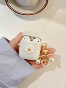 Vỏ bảo vệ tai nghe silicon hình trái tim hoa ngọc trai đơn giản màu trơn mùa hè - Trong sáng - Xem 3