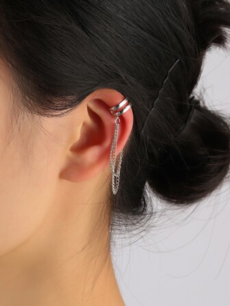 1st Minimalistisk Elegant C-Shape Ear Cuff Tofs Kedja Icke-pierced örhänge för män och kvinnor