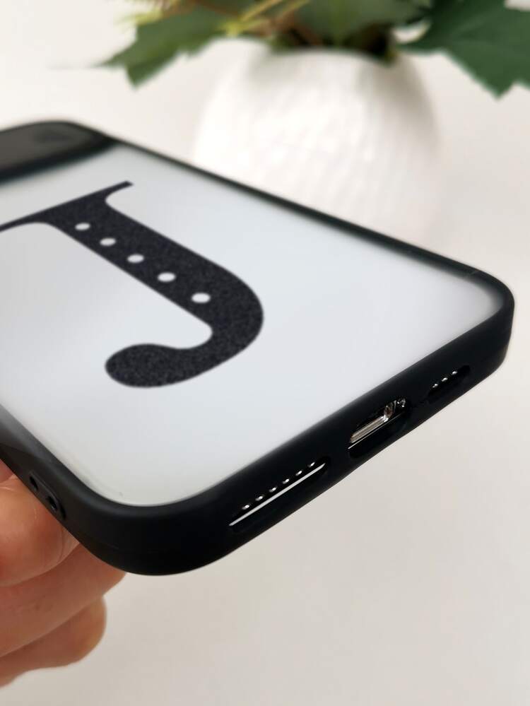 Letter Graphic Phone Case With Slide Camera Cover