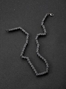 Men Bike Chain Design Necklace - Black - View 2
