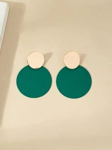 圓形耳墜 - 綠色 - 查看 2