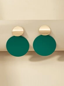 圓形耳墜 - 綠色 - 查看 3