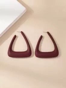 Geometric Design Hoop Earrings - Burgundy - View 3