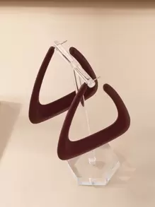 Geometric Design Hoop Earrings - Burgundy - View 5