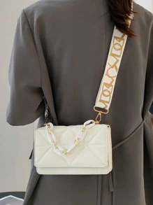 Túi đeo chéo Nữ Kẻ sọc Có thể điều chỉnh được Chuỗi - trắng - Xem 2