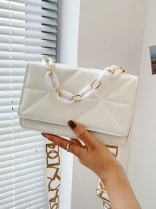 Túi đeo chéo Nữ Kẻ sọc Có thể điều chỉnh được Chuỗi - trắng - Xem 5