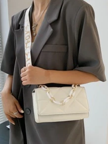 Túi đeo chéo Nữ Kẻ sọc Có thể điều chỉnh được Chuỗi - trắng - Xem 6