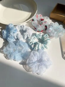 7入組草莓圖案大腸髮圈 - 藍色 - 查看 1