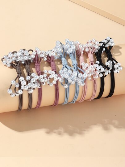 10 Stücke Haarschmuck mit Kunstperlen, süße Haargummis, Haargummis, Haargummis, Haargummi, Haargummis, Haargummis, Haarzubehör, Haarspangen, Haargummis