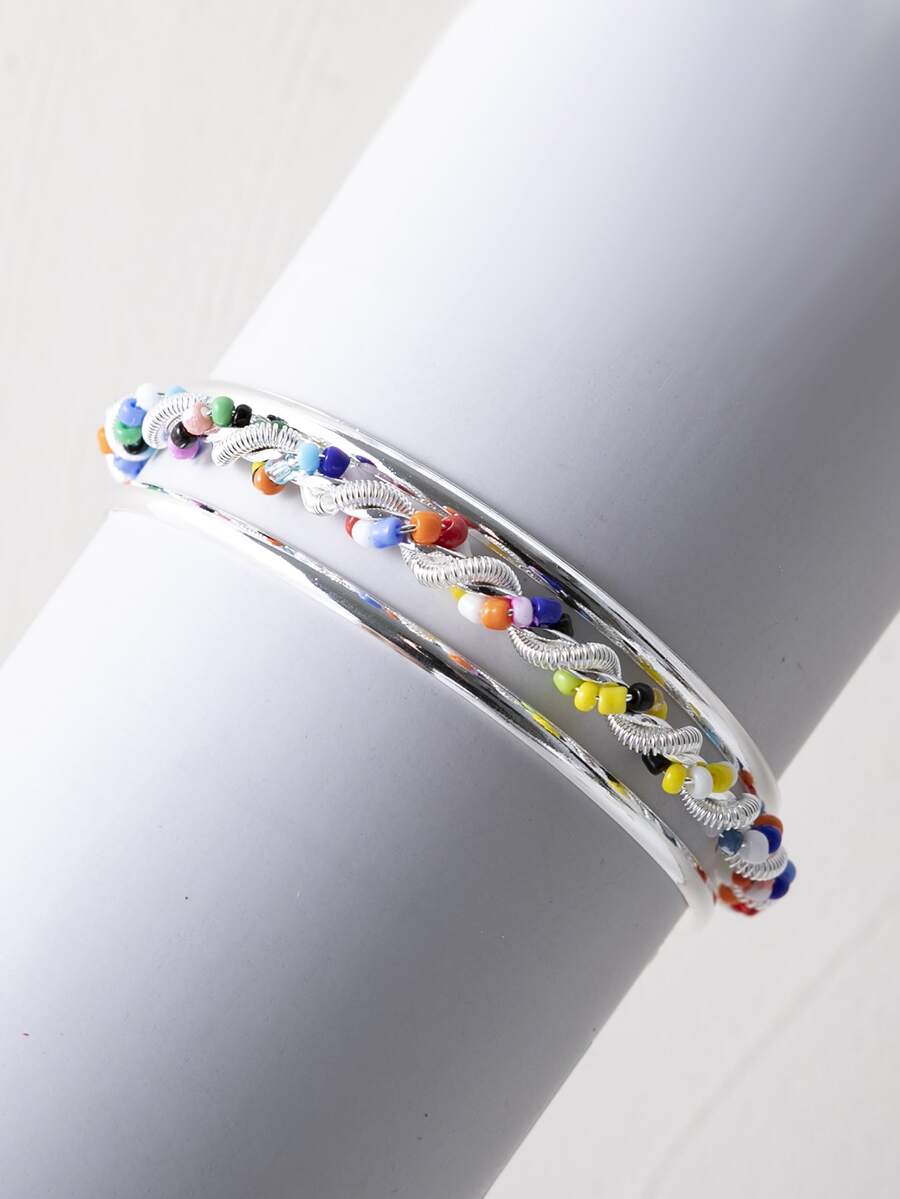 Vòng đeo tay trang trí hạt - Bạc - Xem 1