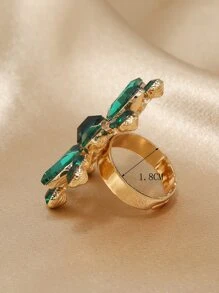 1pc Fashionable Style Flower & Geometric Open Ring Valentines - Green - View 3