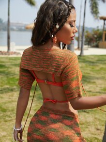 SHEIN Unity Áo dệt kim nữ Khối Màu Gợi cảm - Nhiều màu - Xem 2