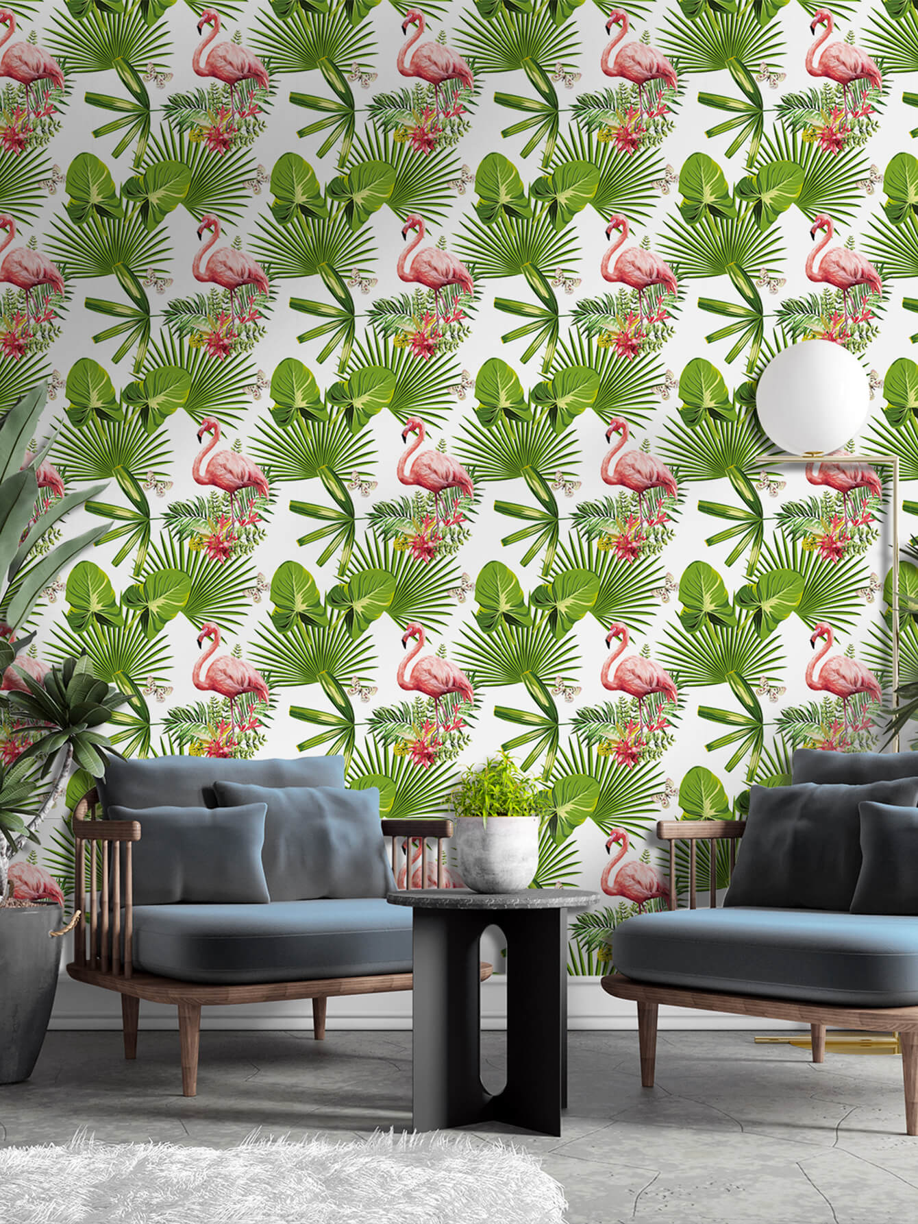 1個 フラミンゴプリント 壁紙 Shein Japan