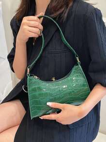 Yogodlns Summer New Shoulder Bags For Women High Quality Zebra Underarm Handbags PU Leather Leopard Armpit Purse Bag French Underarm Tote Bags For Women's Brown Leopard Handbag Clutch Bags Female Vintage PU Leather Shoulder Bags Versatile Casual - Dark Green - View 2