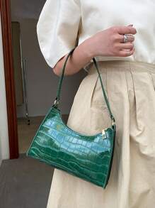 Yogodlns Summer New Shoulder Bags For Women High Quality Zebra Underarm Handbags PU Leather Leopard Armpit Purse Bag French Underarm Tote Bags For Women's Brown Leopard Handbag Clutch Bags Female Vintage PU Leather Shoulder Bags Versatile Casual - Dark Green - View 4