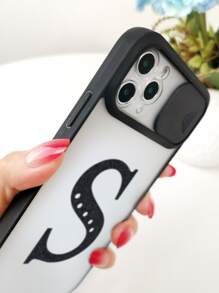 Letter Graphic Phone Case With Slide Camera Cover - Multicolor - View 5