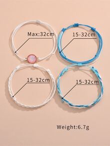 4入組圓形裝飾編織手鏈 - 彩色 - 查看 3