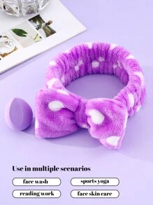 1pc Makeup Sponge For Face Make-Up+1pc Hairband For Fixing Hair,Makeup,Cheap,Room Decor,Vanity,Travel,Bedroom,Makeup Accessories,Puff,Makeup Blender,Powder Puff,Makeup Sponge - Purple - View 4