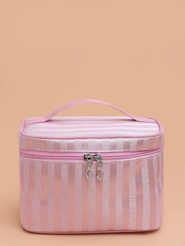 Striped Square Makeup Bag , Travel Essentials SHEIN EUQS