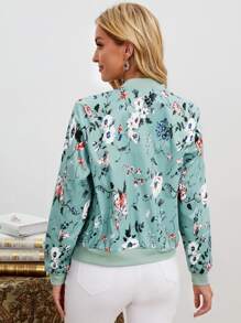 EMERY ROSE Áo khoác Dây kéo Hoa Giải trí - Màu xanh bạc hà - Xem 2