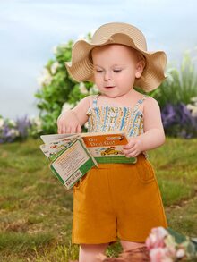 Bộ đồ Em bé viền lá sen Dải chun Nút phía trước Sọc Họa tiết hoa Boho - Nhiều màu - Xem 3