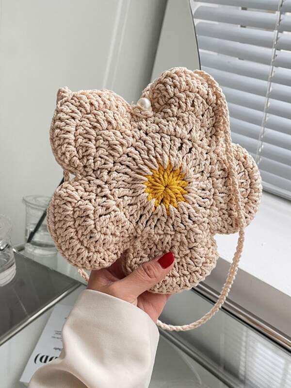 flower shaped crochet bag