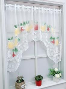 1pc Fruit Print Lace Window Valance - Multicolor - View 4