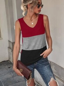 Top sans manches à blocs de couleurs - Multicolore - Voir 1