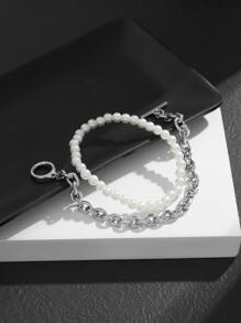 2入組男士珍珠串珠手環 - 彩色 - 查看 2