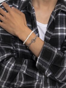 2入組男士珍珠串珠手環 - 彩色 - 查看 6