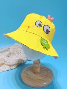 Toddler Kids Cartoon Embroidered Bucket Hat - Yellow - View 2