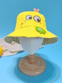 Toddler Kids Cartoon Embroidered Bucket Hat - Yellow - View 6