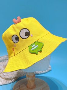 Toddler Kids Cartoon Embroidered Bucket Hat - Yellow - View 7
