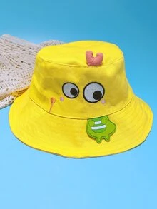 Toddler Kids Cartoon Embroidered Bucket Hat - Yellow - View 3