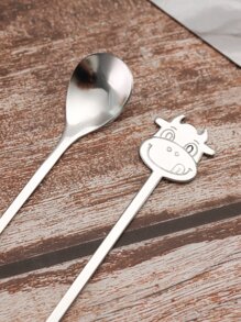5pcs Cartoon Cow Design Spoon School Supplies,Christmas Gift