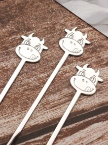 5pcs Cartoon Cow Design Spoon School Supplies,Christmas Gift