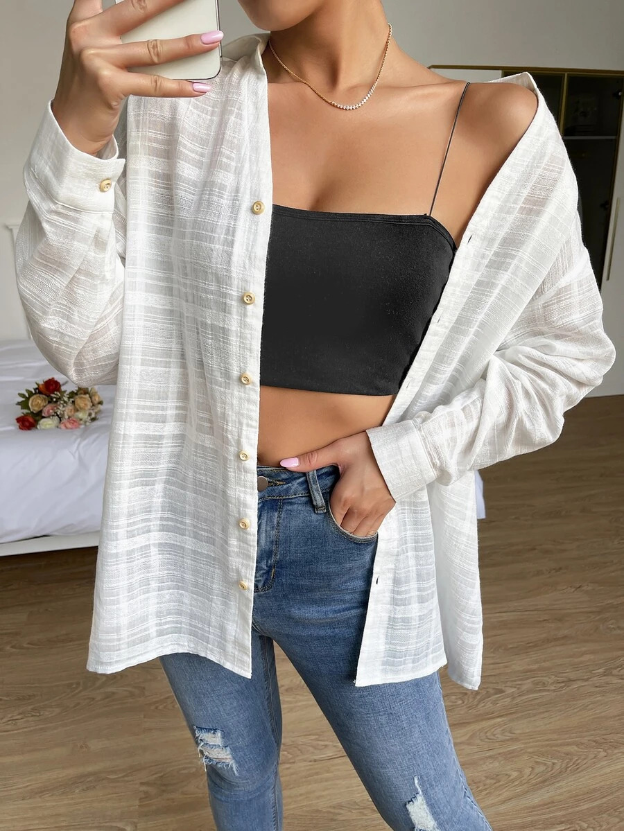 SHEIN Unity Camisa túnica unicolor bajo con abertura