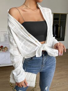 SHEIN Unity Camisa túnica unicolor bajo con abertura