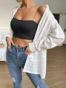 SHEIN Unity Camisa túnica unicolor bajo con abertura