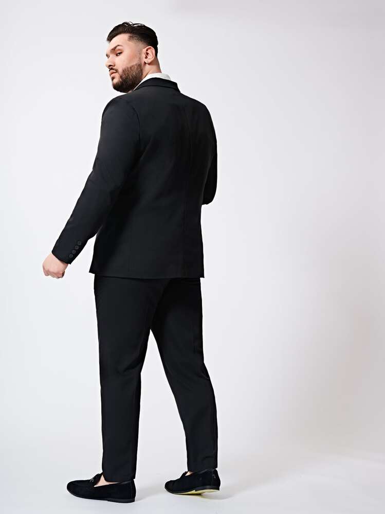 EASEVO uomo con colletto a revers Blazer e Pantaloni Suit Set - nero - Visualizzare 2