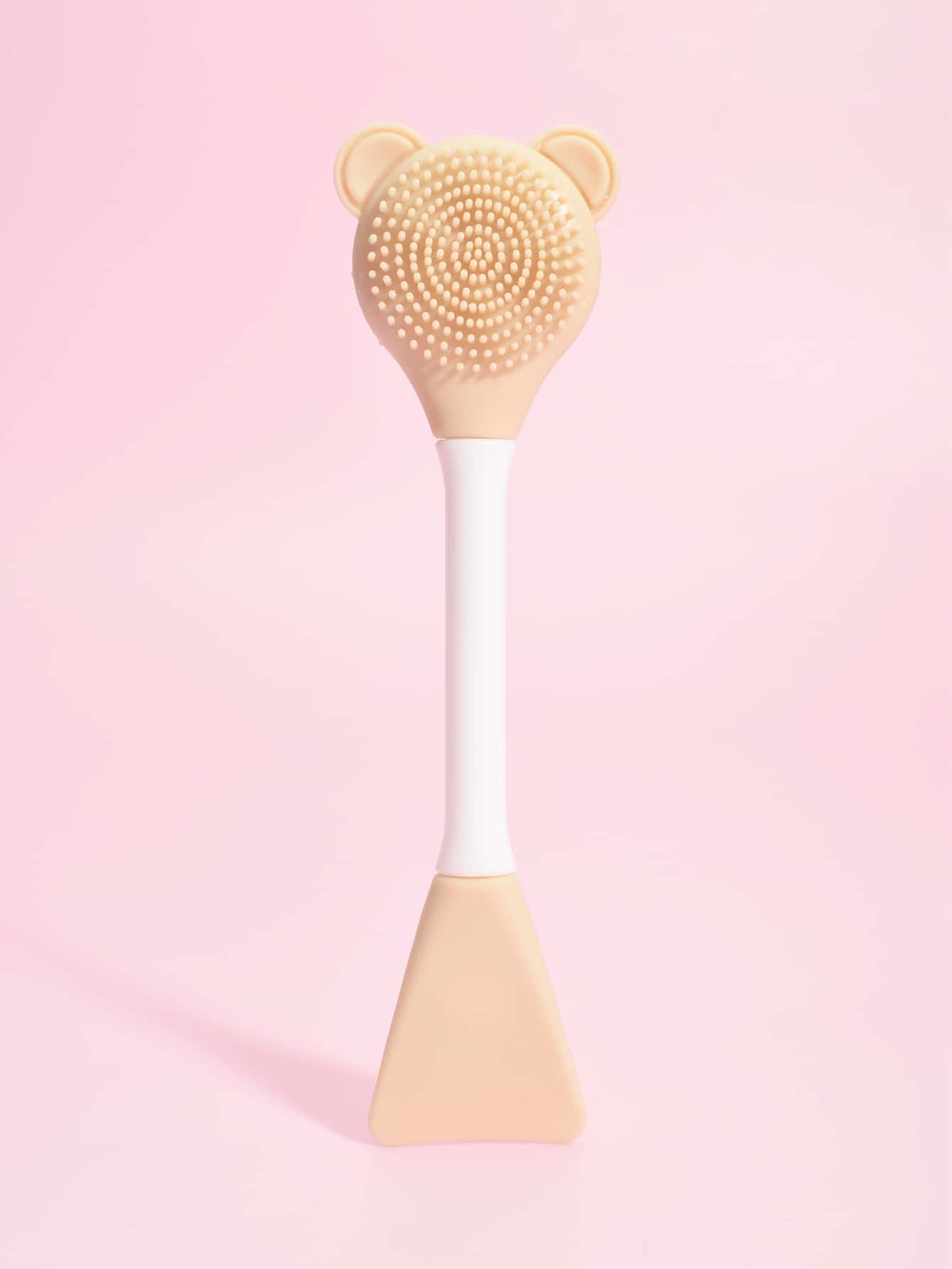 Silicone Two-Head Cleaning Facial Sheet Brush, 1pc Small Bear-Shaped Massage Face Cleaning Brush DIY Mud Film Apply Makeup Tool - Khaki - View 1