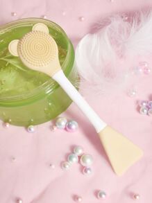 Silicone Two-Head Cleaning Facial Sheet Brush, 1pc Small Bear-Shaped Massage Face Cleaning Brush DIY Mud Film Apply Makeup Tool - Khaki - View 2