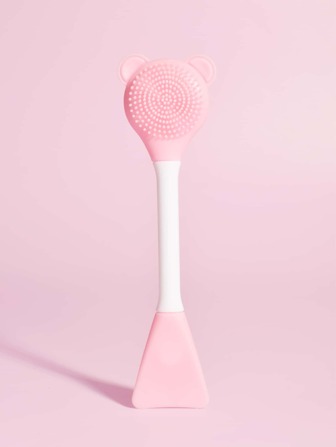 Silicone Two-Head Cleaning Facial Sheet Brush, 1pc Small Bear-Shaped Massage Face Cleaning Brush DIY Mud Film Apply Makeup Tool