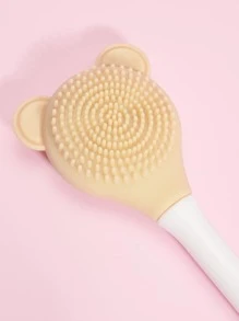 Silicone Two-Head Cleaning Facial Sheet Brush, 1pc Small Bear-Shaped Massage Face Cleaning Brush DIY Mud Film Apply Makeup Tool - Khaki - View 4