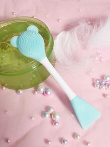 Silicone Two-Head Cleaning Facial Sheet Brush, 1pc Small Bear-Shaped Massage Face Cleaning Brush DIY Mud Film Apply Makeup Tool - Blue - View 5
