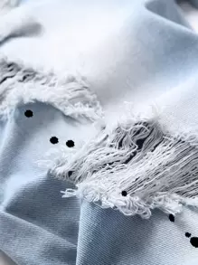 ROMWE MEN 男士破洞牛仔褲 - 淺色水洗藍 - 查看 5