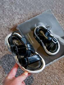 Niños Sandalias planas con diseño de hebilla - Negro - Ver 2