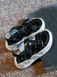 Niños Sandalias planas con diseño de hebilla - Negro - Ver 5